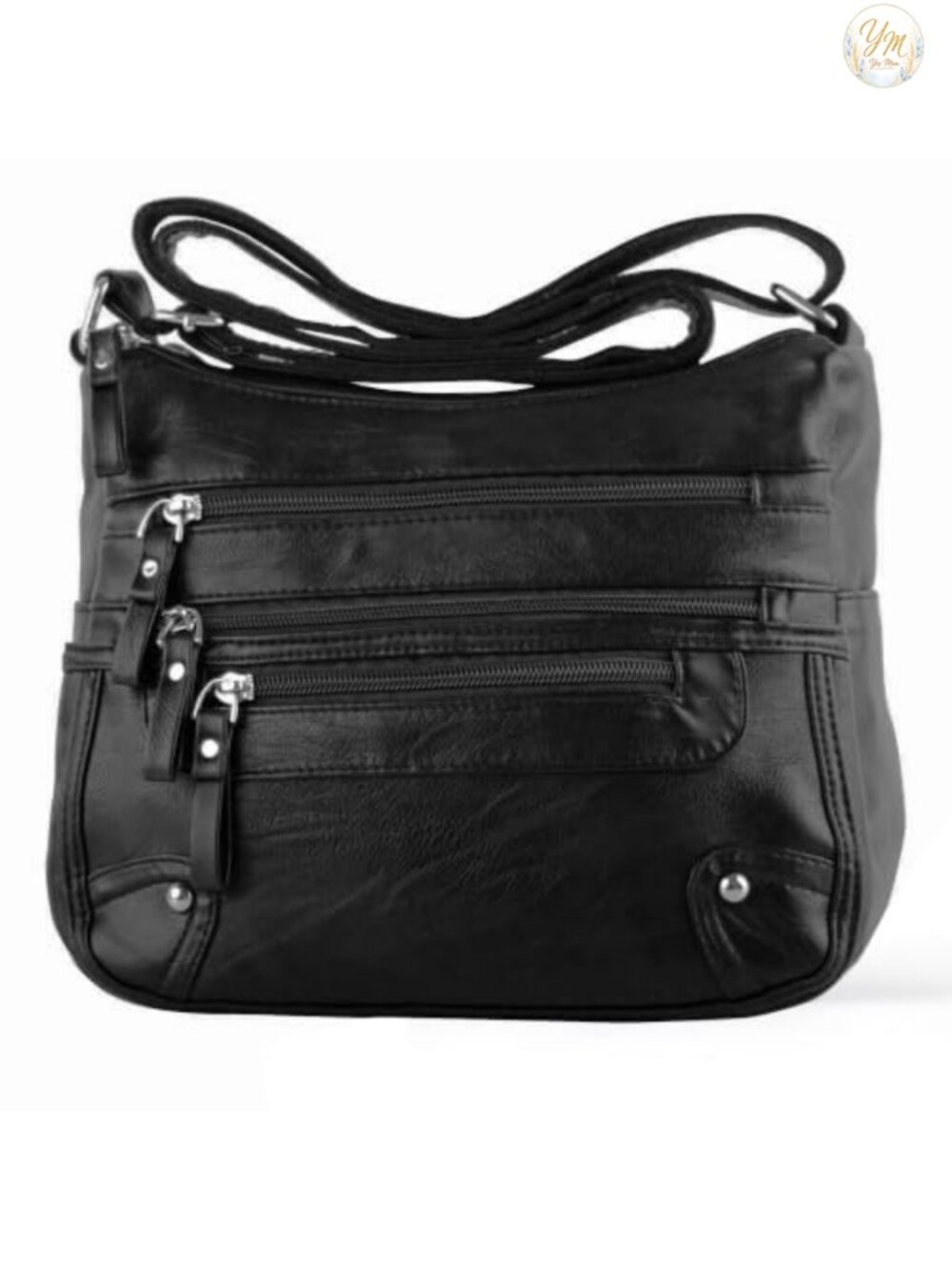 Multi Pocket Crossbody Bag PU Leather Adjustable Strap Shoulder Purse